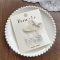 Two-piece set of handmade lace bow hair clips with pearls on a white display card - Butterfly Pearl Hair Clip