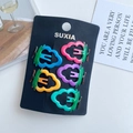 Set di 5 fermagli per capelli in colori fruttati sfumati su scheda di presentazione - Uva Rosso e Blu