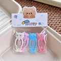 Süßes 4er-Set Cartoon-Eulen-Haarspangen in Pastellfarben wie Creme und Rosa - Fette Katze Serie Weiß & Rosa