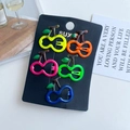5-pack cherry-shaped hair clips in candy colors with vibrant glossy drip glue finish - Cherry Orange and Yellow