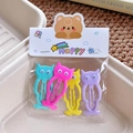 Süße Cartoon-Katzen-Haarspangen in Blau, Pink, Gelb und Lila für Mädchen - Fette Katze Serie Grün & Rot