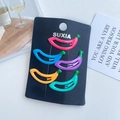 Five colorful banana-shaped hair clips in pink blue purple yellow and green - Banana Red and Blue