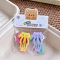 Bunte Tier-Haarspangen-Set mit lustigen Kulleraugen in schönen Pastellfarben - Oktopus Serie Gelb & Lila