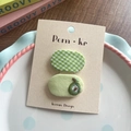 Haarspeldjes set van stof in Koreaanse stijl met ruitjespatroon en avocado borduurwerk - Groen Avocado (5466413236765)