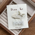 Ensemble de barrettes à cheveux en dentelle avec broderie papillon et perles blanches - Barrette Papillon Plaid