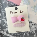 Lot de barrettes à cheveux en tissu rose avec broderie fraise et motifs à carreaux doux - Fraise Rose