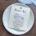 Set de pinzas para el pelo con lazos de encaje blanco y perlas de estilo artesanal - Pinza de Pelo de Tela de Encaje de Flor