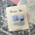 Set de 2 barrettes faites main avec broderie lavande et motif à carreaux bleus pour filles - Myrtille Bleue