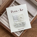 Ensemble de pinces à cheveux fait main avec fleurs en dentelle et perles pour filles - Barrette Plaid Fleur Perle