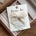 Lot de barrettes à cheveux avec nœud en dentelle beige et fleurs brodées à la main - Pince à Cheveux Nœud Noué