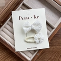 Lot de barrettes mignonnes pour enfants avec nœud en dentelle et fleur de perles - Barrette nœud en dentelle