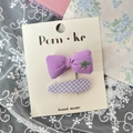 Ensemble de barrettes à cheveux violettes avec broderie florale et motif à carreaux - Raisin Violet