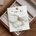 Lot de barrettes en dentelle blanche avec broderie de perles sur support en bois - Barrette Dentelle Nœud Fleur