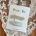 Set di fermagli per capelli crema con pizzo, paillettes e perle per bambina - Paillettes Quadrato Clip BB