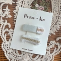 Set di fermagli per capelli con fiocco in pizzo color crema per bambine su pizzo - Fermaglio Rosa Quadrato