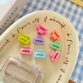 Mini-haarklemmen set in matte snoepkleuren met 8 pastelkleuren en opbergdoosje - Vierkante klem