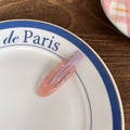 Pink translucent resin hair clip with purple strawberry lettering and metal back clip - Pink Orange Strawberry