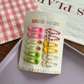 10-piece candy color fruit pattern BB hair clips set on display card for children - Pink Series