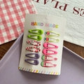 Set of 10 candy-colored fruit BB hair clips including strawberry and cherry patterns - Green System
