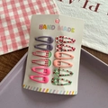 10-piece set of purple and cherry print fruit pattern snap hair clips for girls - Purple Series