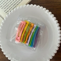 Set of 10 colorful rectangle metal BB hair clips in a transparent PVC storage bag - Square Style