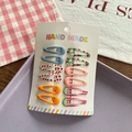 Set of 10 colorful fruit pattern and solid BB hair clips for girls on display card - Blue Series