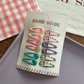 10-piece set of colorful fruit and floral pattern BB hair clips for girls on display card - Peach Series