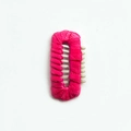 Handmade bright pink wrapped pet hair clip with white comb for dogs and cats - Medium / Red