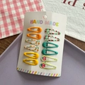 10-piece candy color fruit pattern BB hair clips set for girls on a white display card - Orange Series