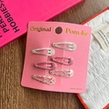 Set di sei fermagli per capelli BB rosa con paillettes e plaid per bambine su carta - Stile Quadretti Rosa Glitter