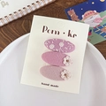 Set di tre fermagli per capelli in tessuto a fiori rosa con ricamo e carta del marchio - Serie Viola
