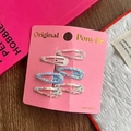 Set di 6 fermagli per capelli 3cm da bambina con quadri rosa, glitter blu e fiori - Stile Quadretti Blu Glitter Floreale