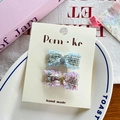 Lot de barrettes à nœuds en tweed fait main en bleu clair et rose violet pour filles - Nœud En Tweed / Nœud Rose Bleu