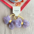Floral bow hair ties set in yellow and lavender with elastic bands for children - Set of 2 / Purple Floral Scrunchie