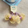 Floral yellow bow scrunchie with purple elastic band on product display card - Set of 2 / Yellow Floral