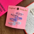 6er-Set Mini-Haarclips für Babys mit Karomuster, lila Glitzer und Schleifendruck auf Karte - Streifen Lila Glitzer Stil