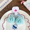Zoete lichtblauwe organza roos haarelastiekjes voor meisjes op handgemaakte kaart - Blauw