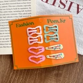 6-piece set of girls hair clips featuring heart shapes and tropical fruit patterns on card - Pink And Blue Bow