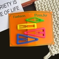 Colorful matte metal BB hair clips set with triangle and square shapes on display card - Green And Yellow