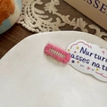 Pink woven fabric BB hair clip with white bead accents for dogs and hair styling - Fuchsia Medium