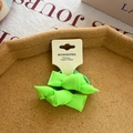 Fluorescent green knotted bow hair tie on display card made of high elasticity fabric - Green Knotted Bowknot