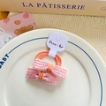 Set of two sweet pink sequin bow hair ties for girls with high elastic rubber bands - Hair Tie / Pink Hair Tie