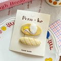 Lot de barrettes à cheveux avec broderie de cygne jaune et tissu à motif écossais - Broderie de Cygne Jaune