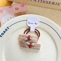 Sparkly pink sequin bow hair tie set with elastic band for girls hairstyle - Hair Tie / Brown Hair Tie