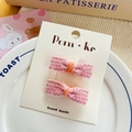 Pink velvet hair clips with silver sequins on display card in a ceramic plate - Pink Series
