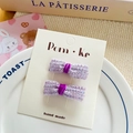 Set of two purple sequin bow hair clips with velvet center on display card - Purple Series Hair Clips
