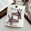 Elegant purple fabric bow hair clips for women on a vintage handmade display card - Purple Series