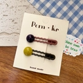 Set di fermagli per capelli Morandi ondulati in viola scuro e giallo oliva su carta - Viola Scuro E Verde