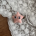 Barrette étoile rose en tissu avec des yeux mignons et pince crocodile en métal - Barrette Ours Rose