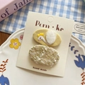 Yellow swan embroidery and tweed style hair clips set on a display card - Yellow Swan